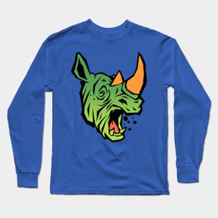 The green-headed rhinoceros grazed peacefully in the lush, emerald meadow. Long Sleeve T-Shirt